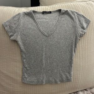 Brandy Melville Ribbed V-Neck Tee